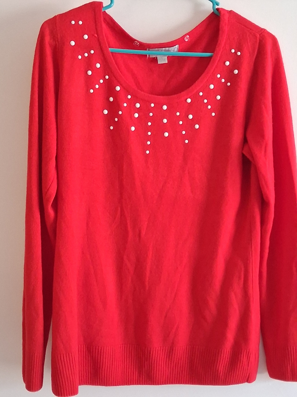 adidas Red Long-Sleeve Knit Top with Stud Accents